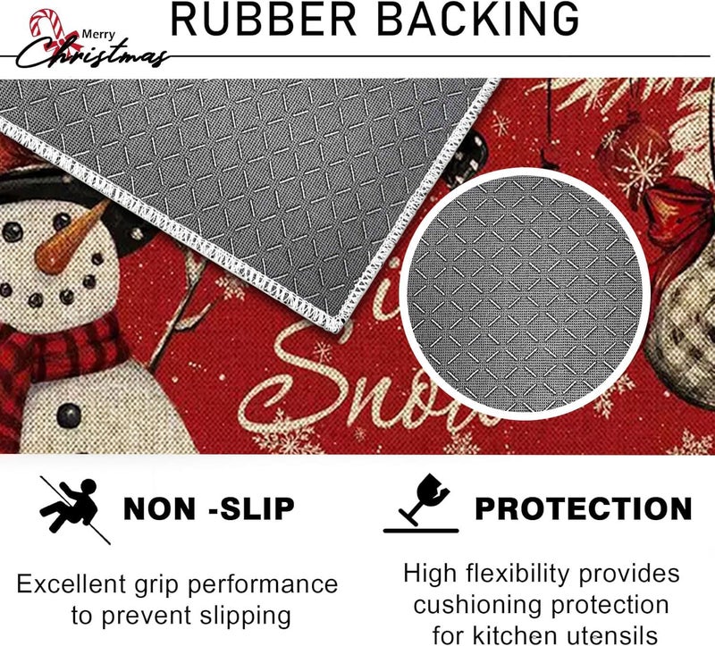 WDEHPBZ Christmas Kitchen Rugs Set 2-Piece, Kitchen Rugs Non Slip Washable Rugs with Holiday Designs for Kitchen Door and Sink Area, 17x47 & 17x29 Inch (Snowman) - Image 4